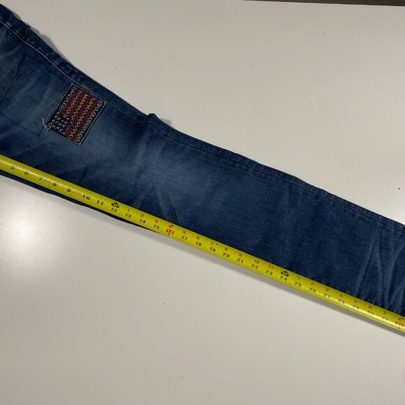True Religion Rocco Relaxed Skinny Fit jeans US Flag Appliqué Jeans mens 30x33.5 - Picture 11 of 12